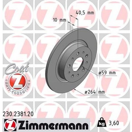 ZIMMERMANN Brake Disc - Standard/Coated, 230.2381.20 230.2381.20